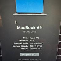 Macbook air m2 15”