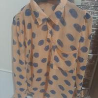 camicia/blusa con fantasia a macchie blu 