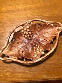 Fruttiera centrotavola vintage uva e foglie vite