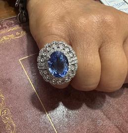 Anello  oro brillanti tanzanite