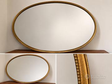 Specchio antico ovale con cornice dorata 140x98