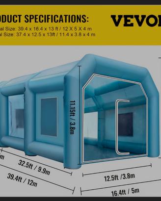 Cabina di verniciatura gonfiabile 12 mt