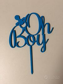 Cake topper “Oh boy” nascita bambino