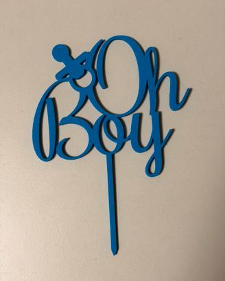 Cake topper “Oh boy” nascita bambino