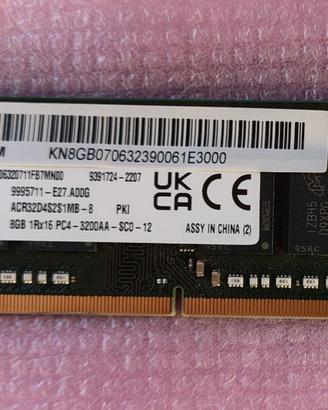 RAM Kingston SODIMM 8GB DDR4 3200 Mhz PC4‑25600