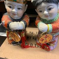 Coppia statue  JINTONG e YUNU in porcellana cinese