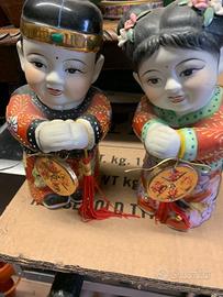 Coppia statue  JINTONG e YUNU in porcellana cinese
