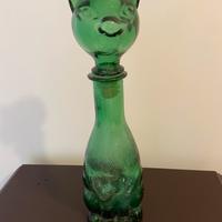 Gatto verde in vetro vintage