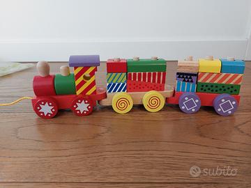 trenino legno sir wood, tutti i pezzi