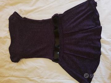 mini abito di lana con decoro davanti e cintura 