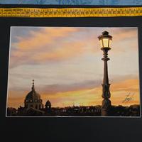 Acquarello veduta di Roma con passepartout