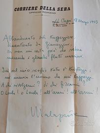 Lettera autografa di Curzio Malaparte 