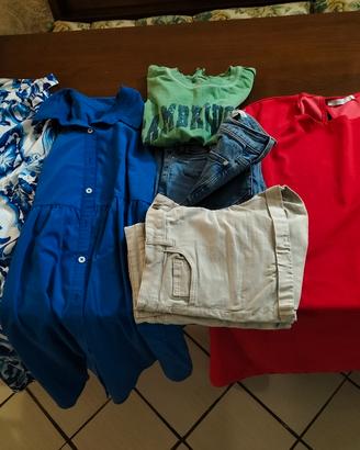 3 abiti estivi, 1 jeans lungo, 1 shorts, 1 t-shirt