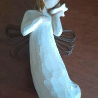 Statuina "Thinking of you" scolpito/dipinto a mano