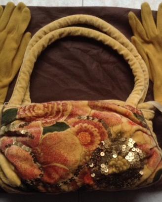 Borsa senape e guanti coordinati