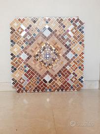 Quadro mosaico legno ceramica