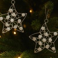 2 decorazioni natalizie stelle argentate