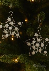 2 decorazioni natalizie stelle argentate