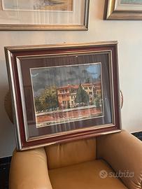 Quadro sfondo simil borgogna con cornice