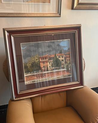 Quadro sfondo simil borgogna con cornice