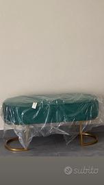 Panca fride in velluto verde e metallo dorato stil