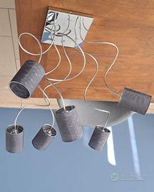 Plafoniera Lampadario Nero 6 braccetti orientabili