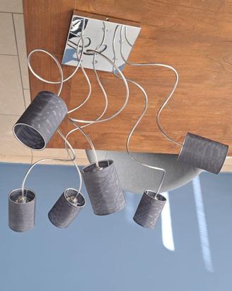 Plafoniera Lampadario Nero 6 braccetti orientabili