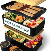 Porta Pranzo Lunch Box Ermetico 4 Scomparti posate