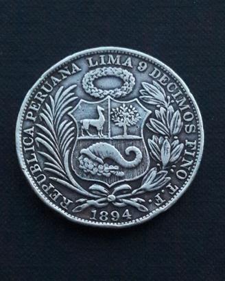 ARGENTO scudone PERU 1 sol 1894