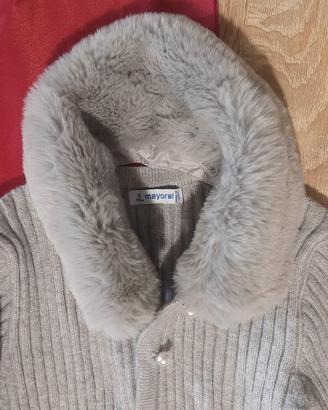 Cardigan Mayoral grigio colletto pellicciotto 6A