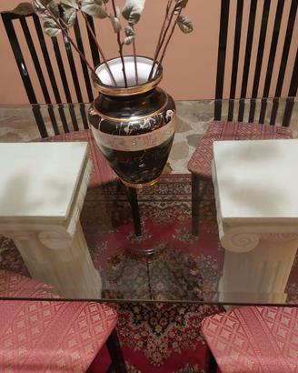 Tavolo in vetro con colonne romane Bitossi