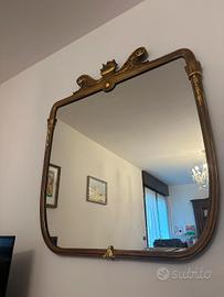 specchio cornice dorata modernariato