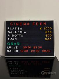 Listino prezzi cinema vintage