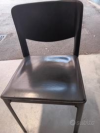 4 sedie in pelle nera Matteo Grassi