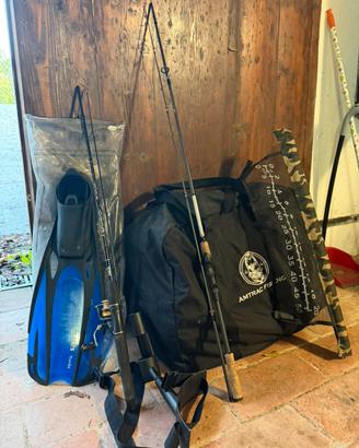 Lotto attrezzature da pesca spinning
