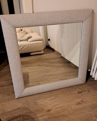 Specchio quadrato grande cornice glitterata
