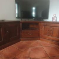 Mobile ad angolo porta tv in legno massiccio