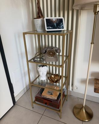 Mobiletto a ripiano metallo e vetro.