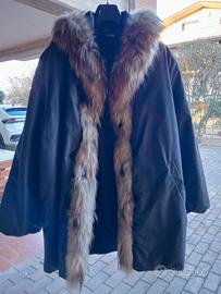 Giaccone grigio con pelliccia