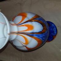 Vaso in vetro soffiato bianco - blu - arancio