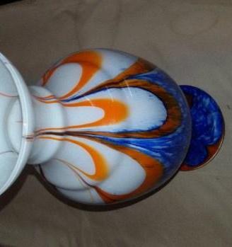 Vaso in vetro soffiato bianco - blu - arancio