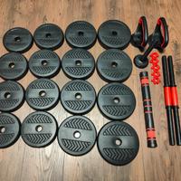 set  da 30kg manubri regolabili e kettlebell