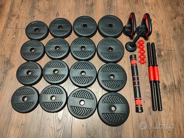 set  da 30kg manubri regolabili e kettlebell