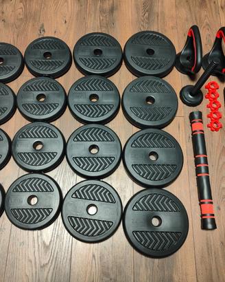 set  da 30kg manubri regolabili e kettlebell