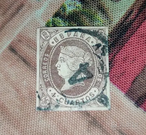 Francobollo antico anno 1862 Correos españa Isabel