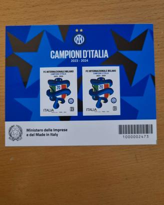 Il minifoglietto filatelico di Poste per Inter