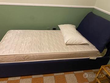 Letto singolo imbottito con contenitore