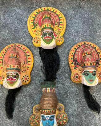 4 Maschere Kathakali Indiane Vintage Anni 80