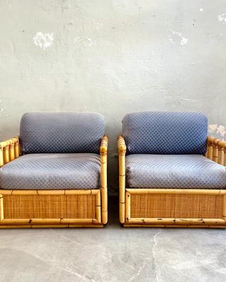 DAL VERA, coppia di poltrone in bambù vintage.