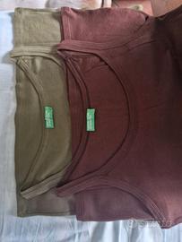 Lotto 2 Canottiere / Top Smanicati Benetton TG XL